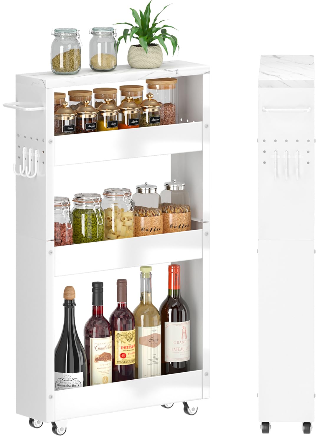 Amazon.com: XYZLVSI Slim Storage Cart, 5 in Width, 4-Tier White